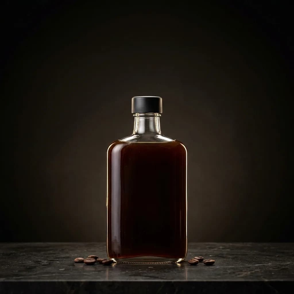 Three headline treatments composed in turn over an unlabelled cold brew coffee bottle